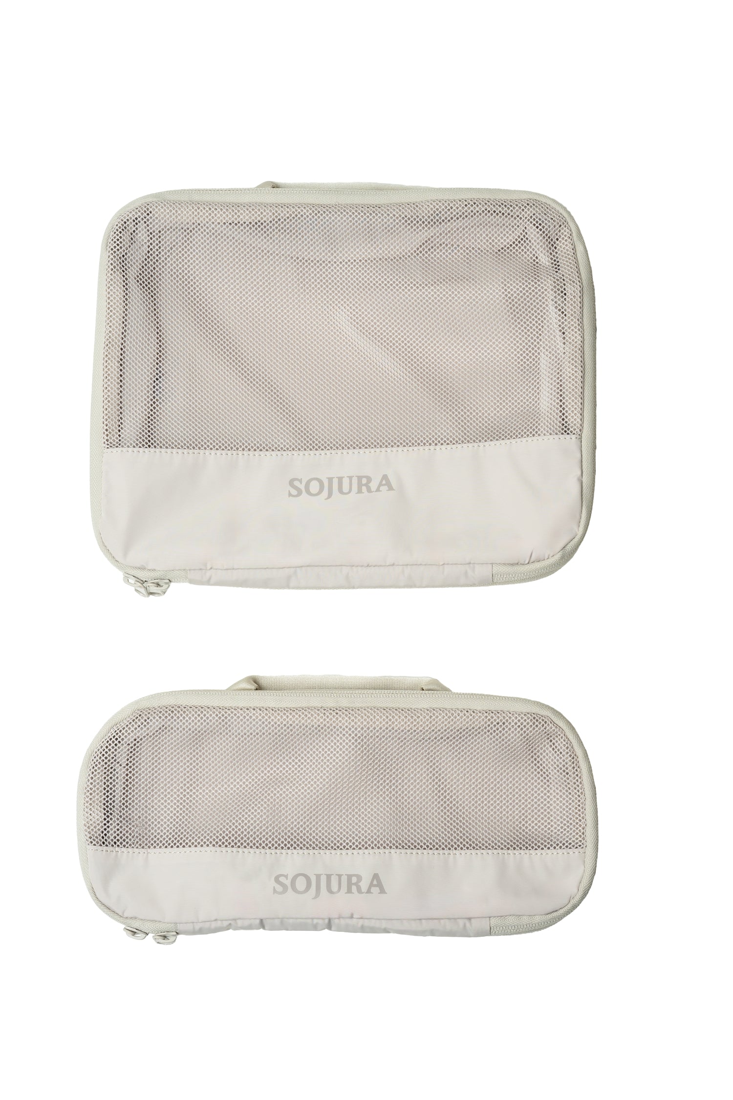 sojura beige compression packing cubes in large and small size